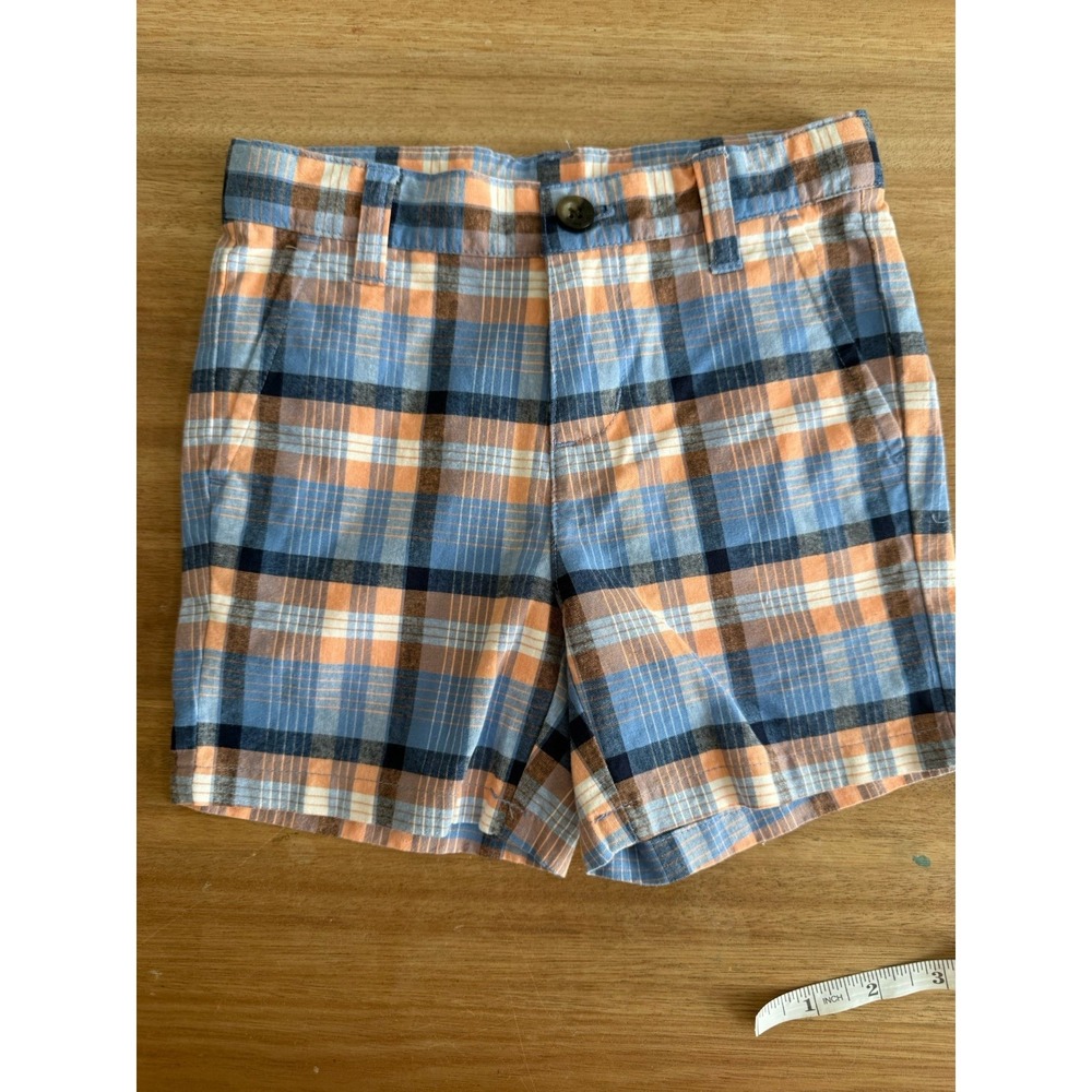 Janie and Jack Toddler Boys Plaid‎ Shorts Size 2T Blue Orange Cotton Nwt